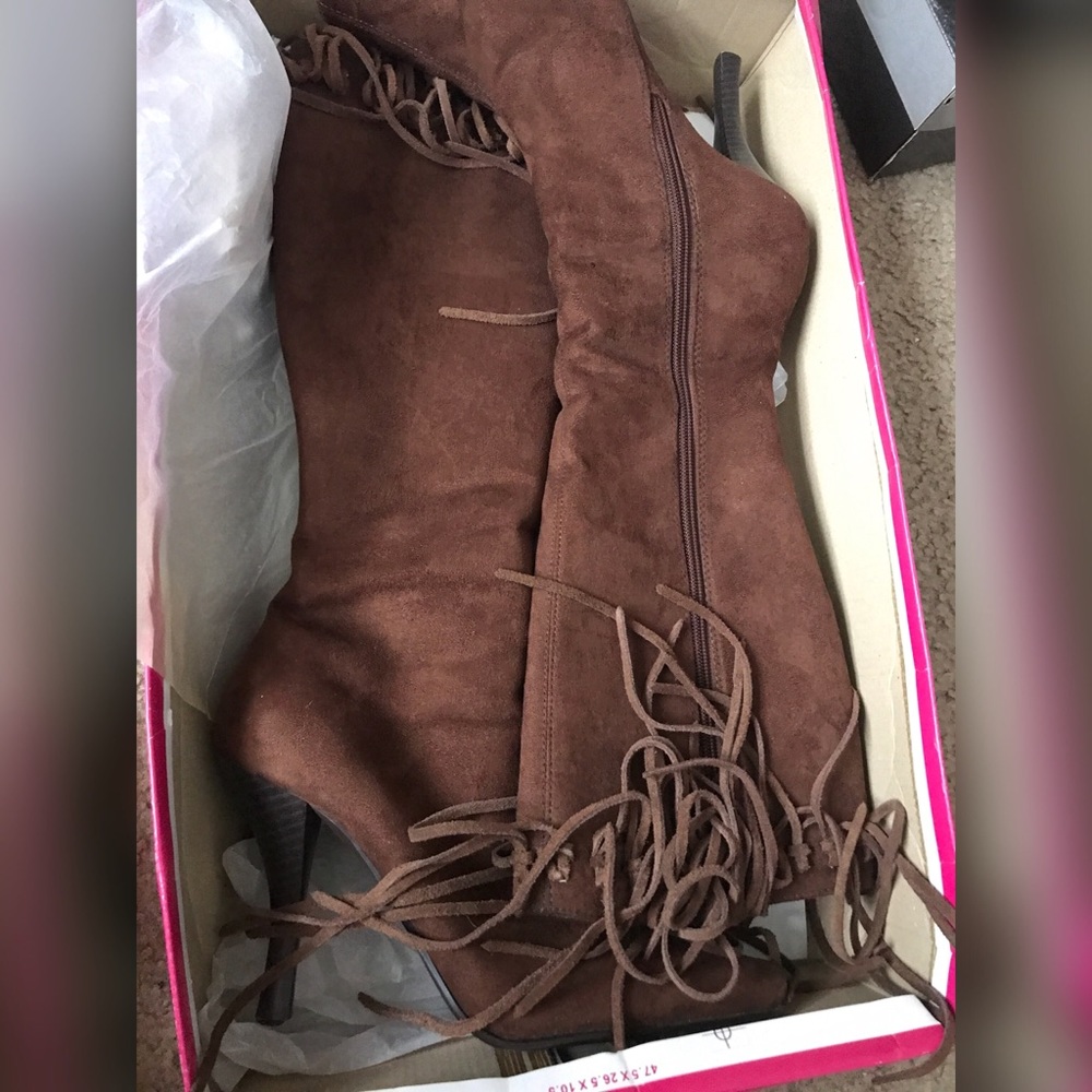 Brown over the knee boot